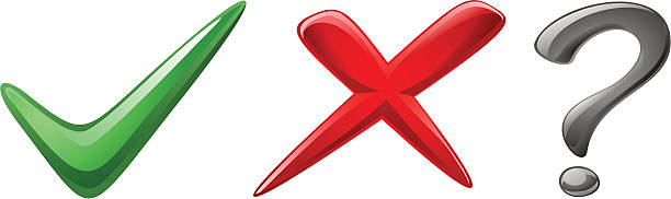 Checkmark, x, question mark  red question mark stock illustrations