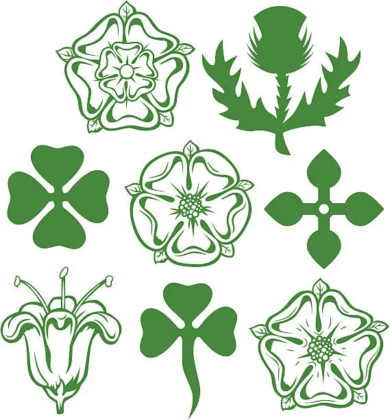 Vector illustration of Heraldic Flowers