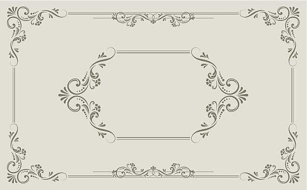 victorian scroll (przewiń - frame ornate swirl floral pattern stock illustrations