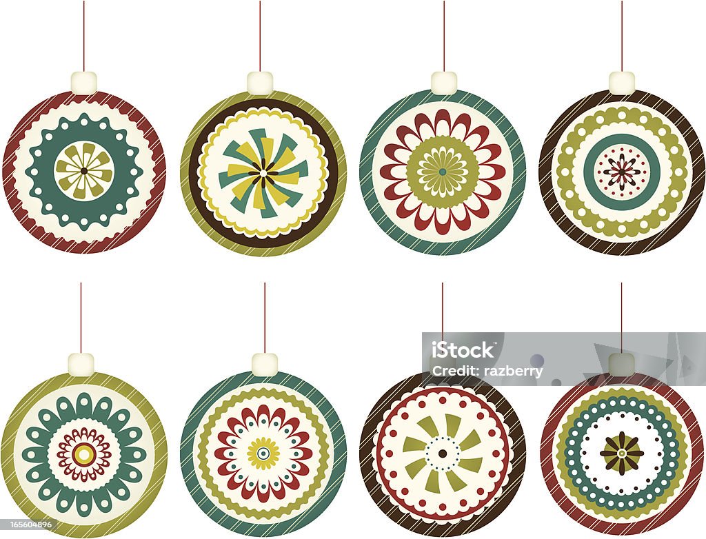 Retro Christmas ornamentos - arte vectorial de Adorno de navidad libre de derechos