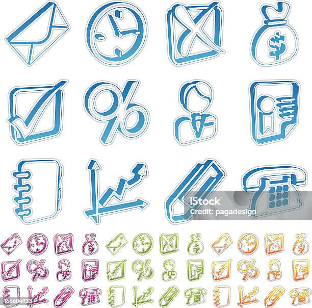 Ilustración de 3 D Resumen Iconos De Negocios y más Vectores Libres de Derechos de Ahorros - Ahorros, Artículo de papelería, Azul