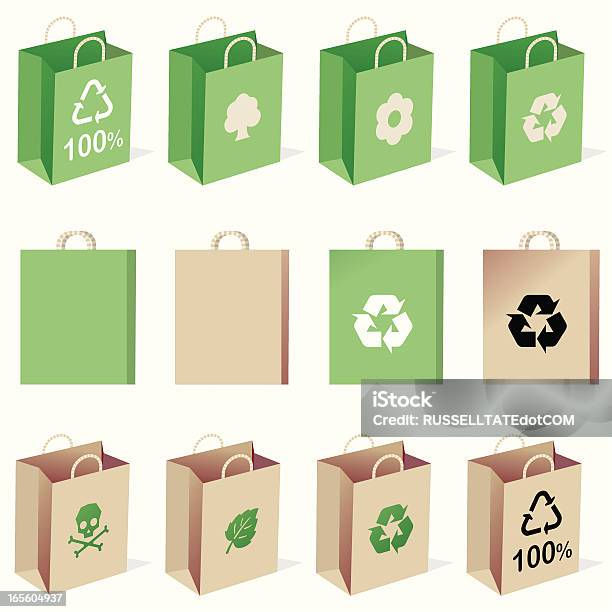 Recycler Mixte Sacs Vecteurs libres de droits et plus d'images vectorielles de Arbre - Arbre, Boîte en carton, Conseil