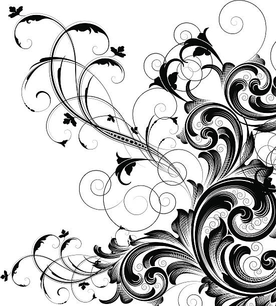 замысловатый свиток corner - silhouette backgrounds floral pattern vector stock illustrations