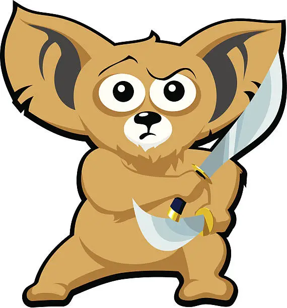 Vector illustration of Funny animal-warrior