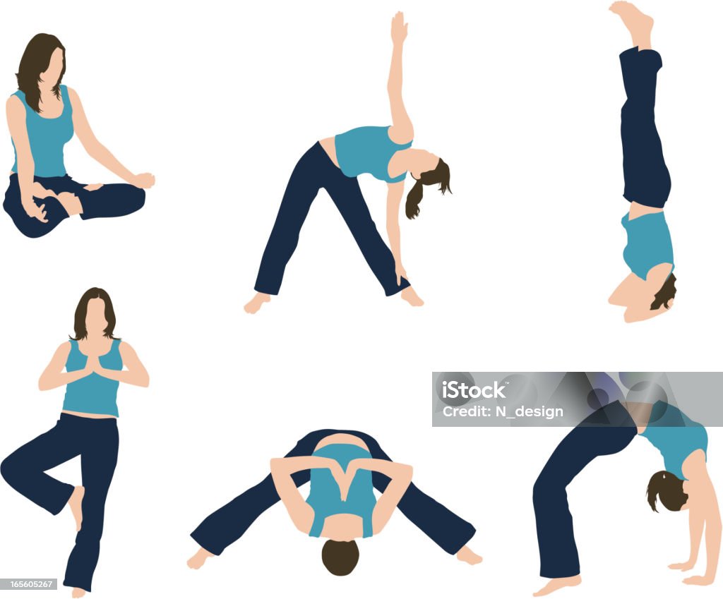 Siluetas de Fitness y Yoga - arte vectorial de Yoga libre de derechos