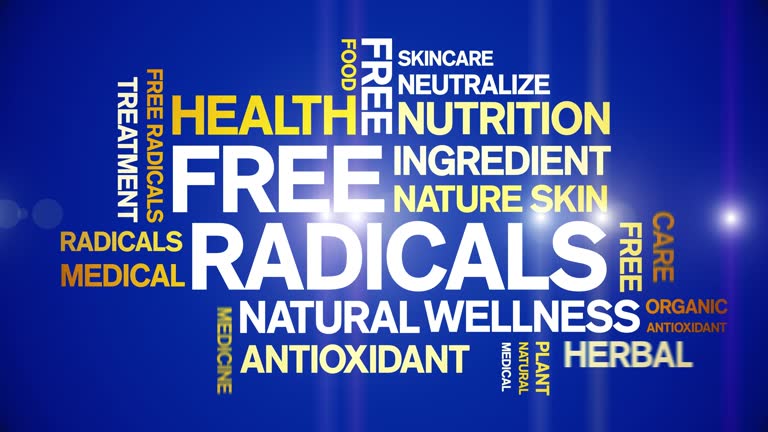 Free Radicals animated word cloud,animation kinetic typography seamless loop.