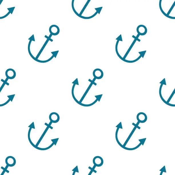 Vector illustration of Seamless pattern with anchors