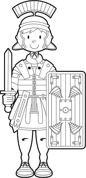 Vector illustration of Colour In Roman Soldier
