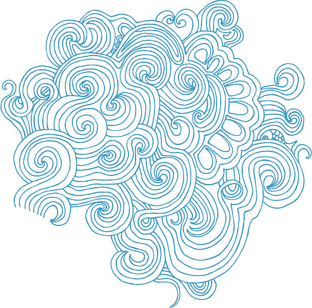 illustrazioni stock, clip art, cartoni animati e icone di tendenza di ondulato doodle isolato su bianco - whirling clouds