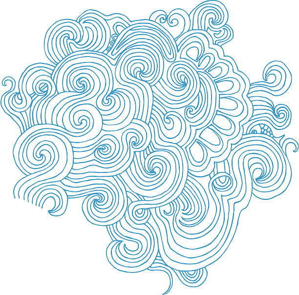 Wavy doodle isolated on white Vector file. Abstract illustration of water waves. Easy to change to any colour as it is a one piece shape. fish designs stock illustrations