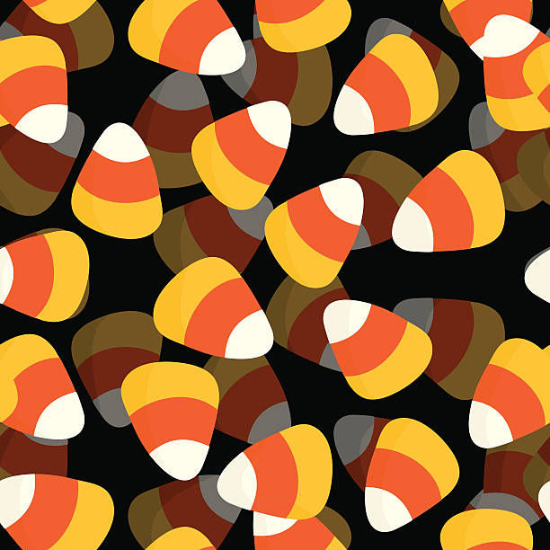 illustrazioni stock, clip art, cartoni animati e icone di tendenza di candy corn pattern senza bordi - halloween candy candy corn backgrounds