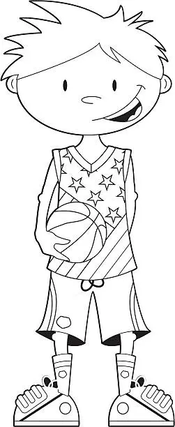 Vector illustration of Colour In Cute Basketball Player