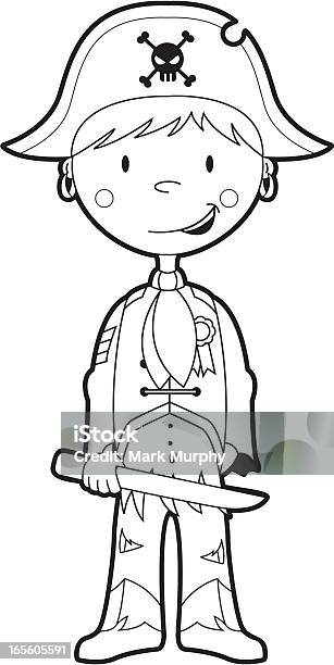 Colour In Pirate Boy Template Stock Illustration - Download Image Now - Animal Body Part, Animal Skull, Black And White