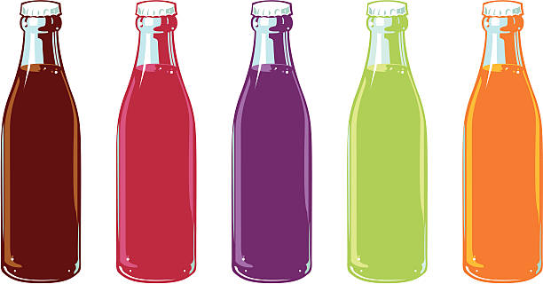 ilustraciones, imágenes clip art, dibujos animados e iconos de stock de gaseosa sabores frascos - soda