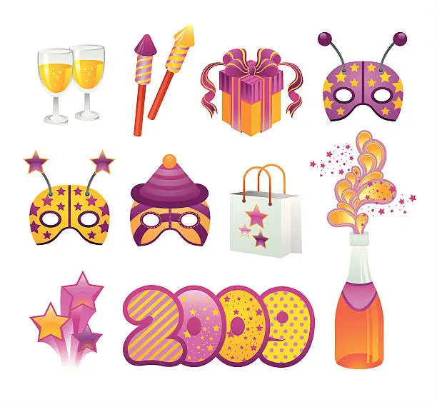 Vector illustration of New year icon set