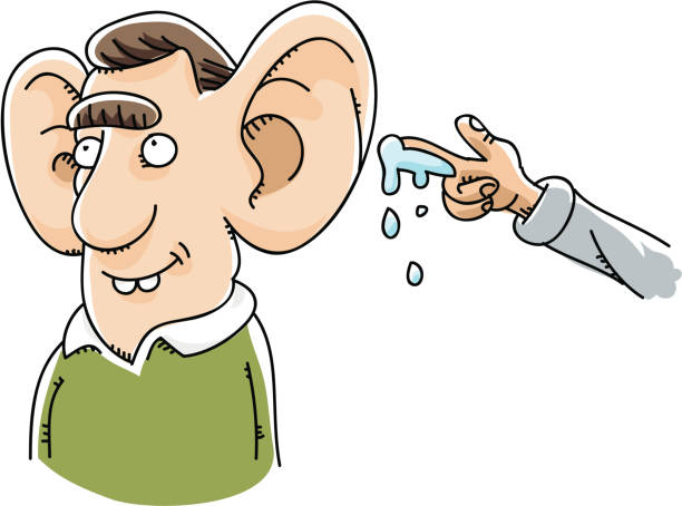 Wet Willy Paradise A wet willy prankster is tempted by large ears. funny ear stock illustrations