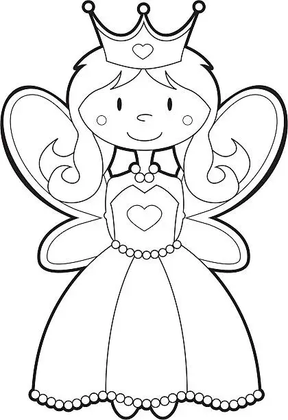 Vector illustration of Colour Her In Fairy Princess