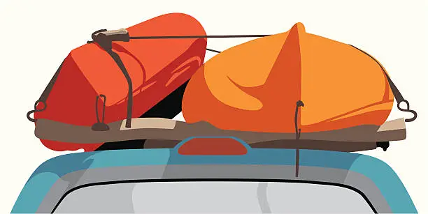 Vector illustration of Kayaks en Route