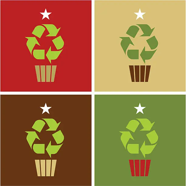 Vector illustration of Recycling Christmas Tree Icon