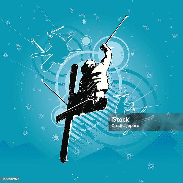 Фристайллыжников — стоковая векторная графика и другие изображения на тему Фристайл - лыжный спорт - Фристайл - лыжный спорт, Векторная графика, Лыжный спорт