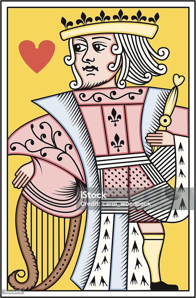 Francuski król kier kart do gry - Grafika wektorowa royalty-free (Bez ludzi)