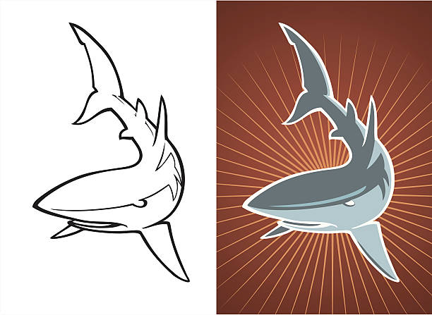 stockillustraties, clipart, cartoons en iconen met shark attack - toy shark