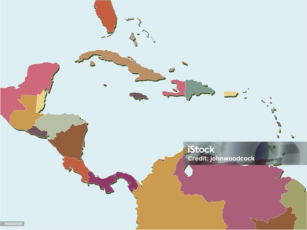 América Central e Caraíbas mapa. - Royalty-free América Central arte vetorial