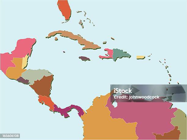 América Central E Caraíbas Mapa - Arte vetorial de stock e mais imagens de América Central - América Central, Nicarágua, Trinidad