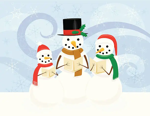 Vector illustration of Snowman Family