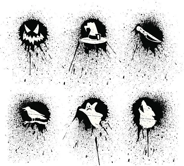 Vector illustration of stencil halloween icons