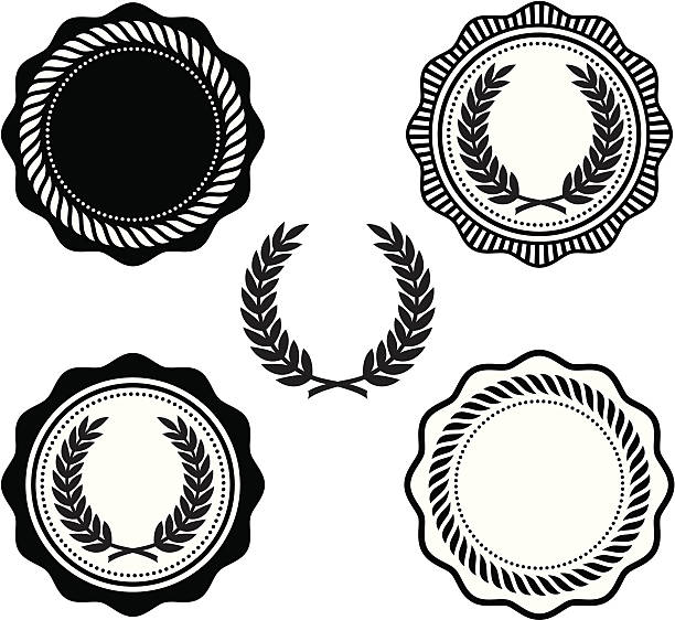 Collegiate seals Collegiate style seals with laurel wreaths.  seal stamp stock illustrations