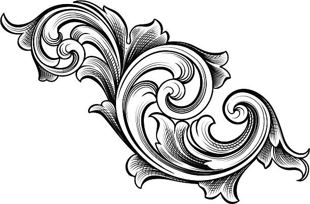 płynąca przewija - frame ornate swirl floral pattern stock illustrations
