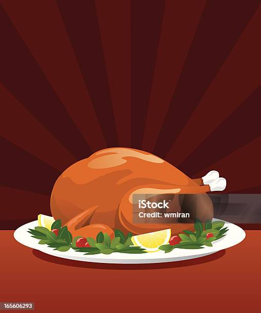 Delicious Whole Turkey Set On A Large Platter Stock Illustration - Download Image Now - Turkey Meat, Thanksgiving - Holiday, Dinner