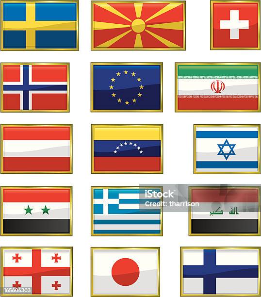 Bandeiras Do Mundo Com Brilhantes Realça - Arte vetorial de stock e mais imagens de Bandeira - Bandeira, Bandeira da União Europeia, Destino de Viagem