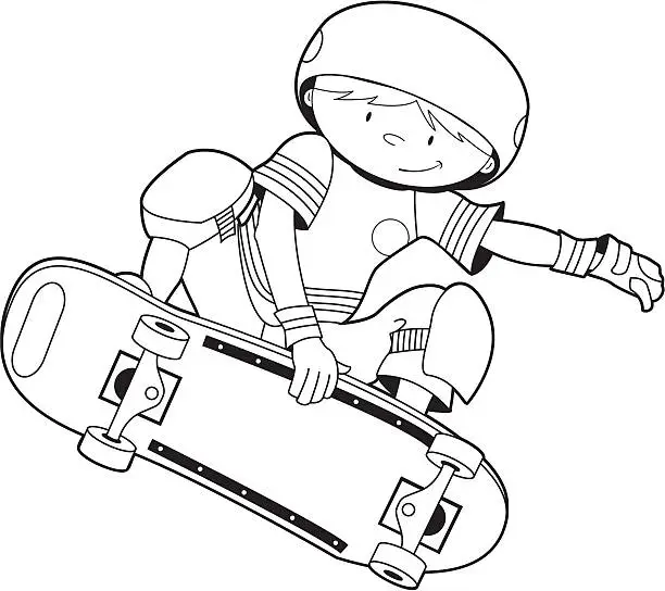 Vector illustration of Colour In Skateboarder