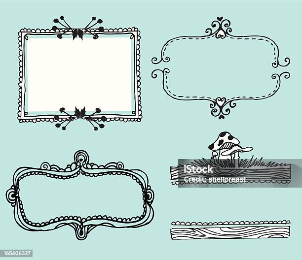 Mod Doodled Frames Stock Illustration - Download Image Now - Edible Mushroom, Label, Cartoon