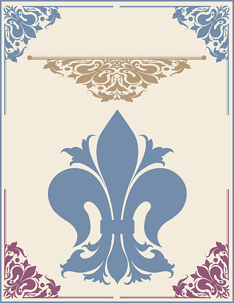 Fleur de Lys Corner Set Designed by a hand engraver. Includes rule line, large fleur de lys, and corner designs. All elements on separate layers for easy color changes and scaling. Includes AI, EPS, and hi-res JPG. new orleans fleur de lis stock illustrations