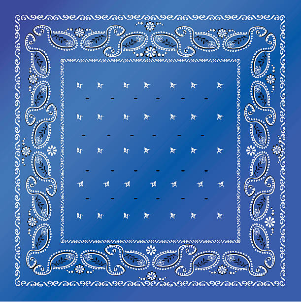 A blue bandana with white frames Square vector illustration of a blue bandana.  This type of bandana is often associated with western attire,do rags and country folks. do rag stock illustrations