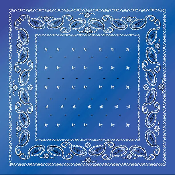Vector illustration of A blue bandana with white frames