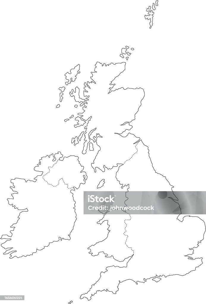 Linha Mapa do Reino Unido - Vetor de Mapa royalty-free