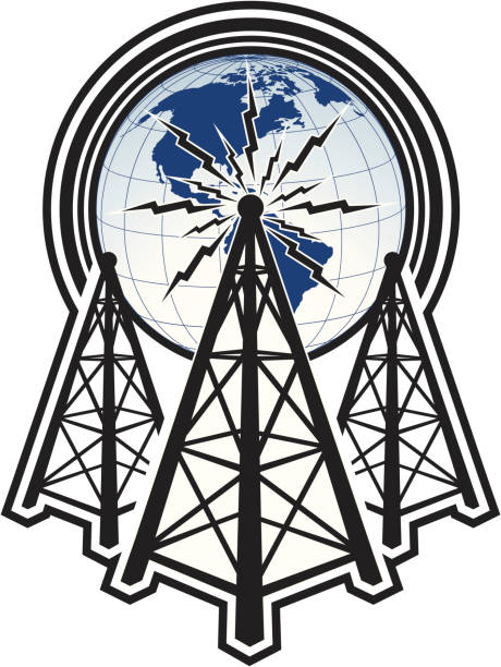 tower communication vector art illustration