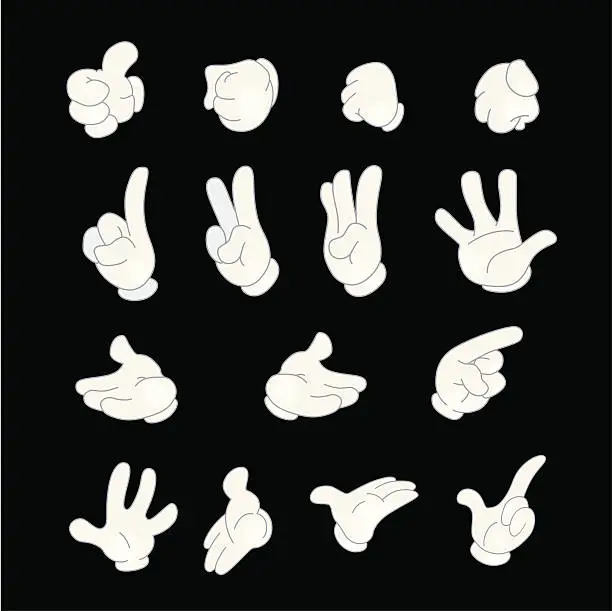 Vector illustration of Set of Comic Hands