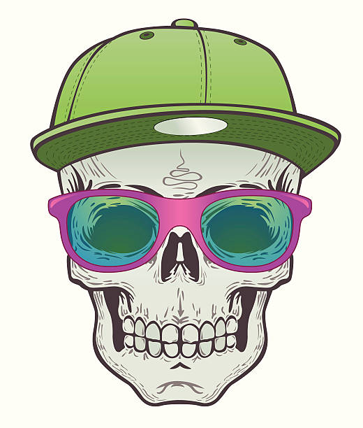 ilustraciones, imágenes clip art, dibujos animados e iconos de stock de hip hop urbano cráneo de - baseball cap hat multiple image color image