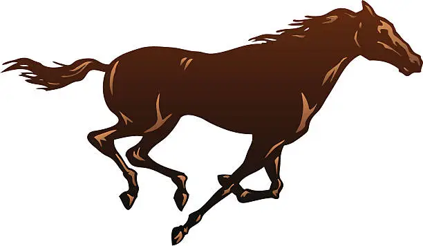 Vector illustration of Running Horse One