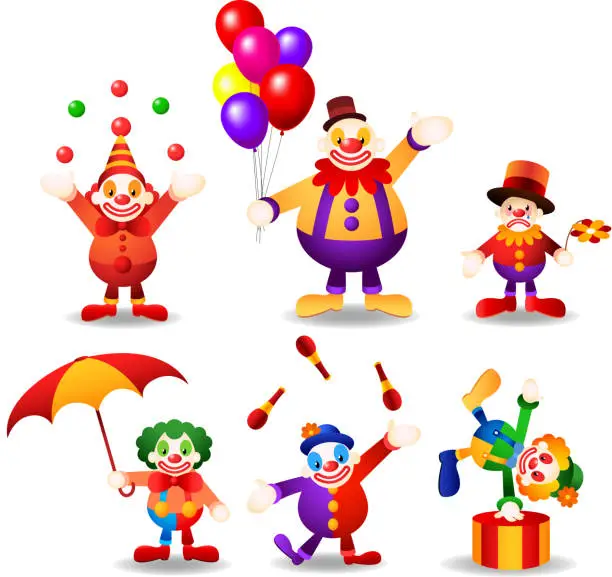 Vector illustration of Circus clowns