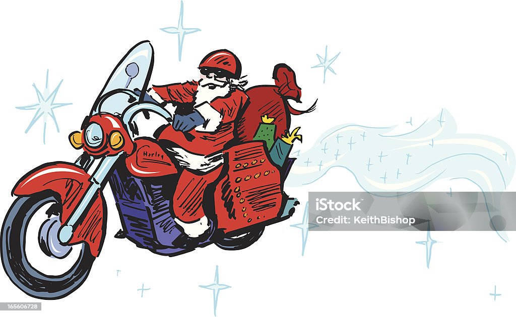 Weihnachtsmann Reiten Motorrad-Weihnachten - Lizenzfrei Motorrad Vektorgrafik