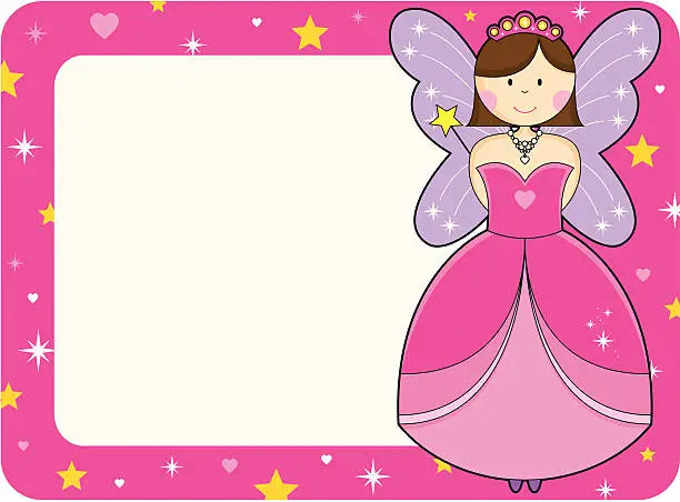 Vector illustration of Sweet Fairy Princess Party Invite or Place Card.