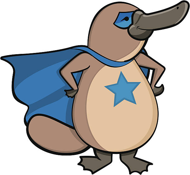 Super Platypus Our hero is but a humble platypus. With his head held high, his cape catching the breeze, and his star to guide him, he is ready to defend freakish aquatic mammals wherever they may be. duck billed platypus stock illustrations