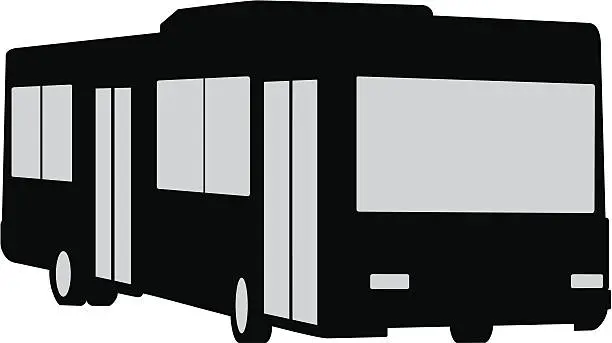 Vector illustration of Three Quarters View of Bus (silhouette)