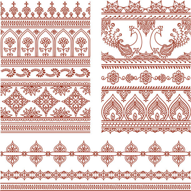 Mehndi Tall Borders (Vector) vector art illustration